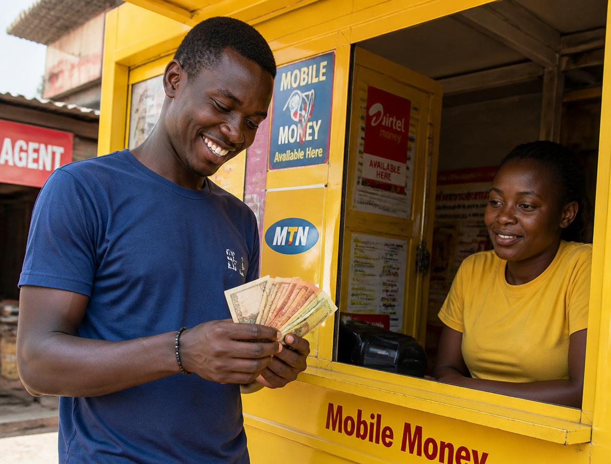 Customer paying a bill with mobile money